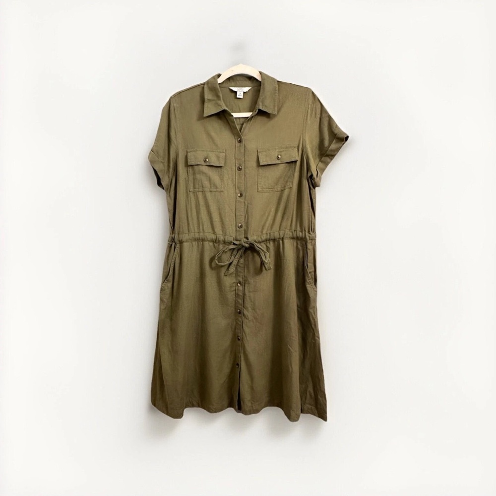 Chaps & Sparrow Olive Button-Up Dress